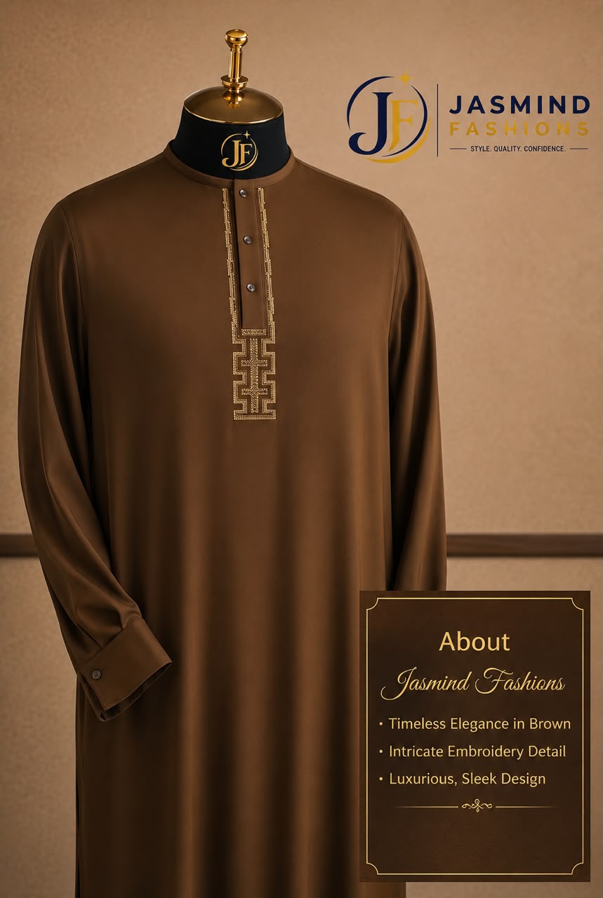 Dark Green Senator Suit with Geometric Gold Embroidery by Jasmind Fashions
