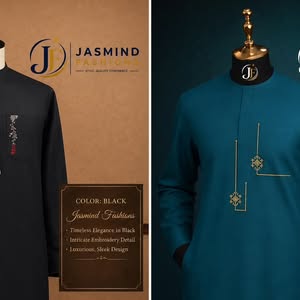 Sky Blue Senator Suit with Flame Gold Embroidery by Jasmind Fashions